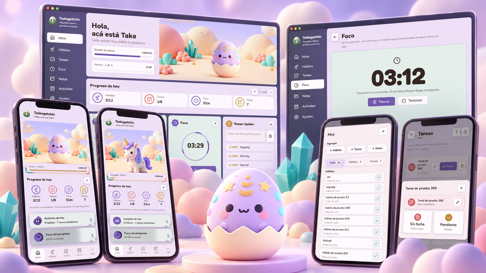 Taskagotchi: hábitos, tareas y sesiones de foco